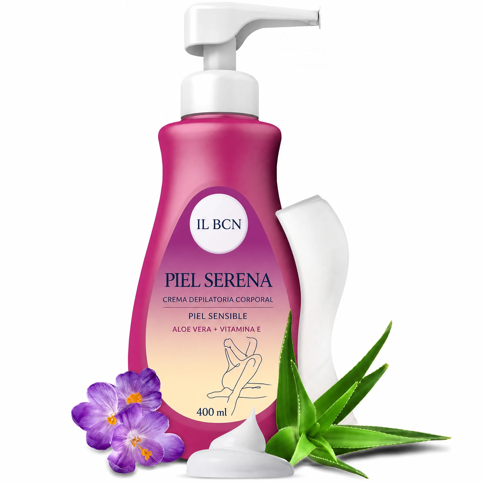 Piel Serena crema depilatoria corporal de 400 ml con espátula