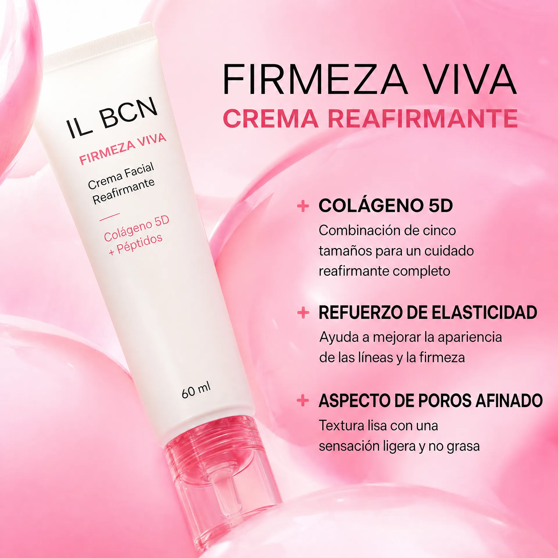 Crema facial Firmeza Viva con colágeno 5D y péptidos