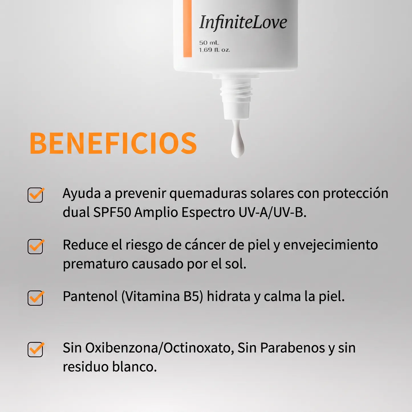 Protector Solar InfiniteLove Beneficios Lista