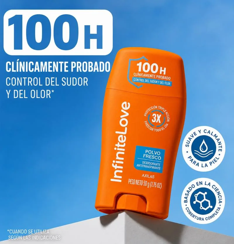 Desodorante Antitranspirante en Barra — Triple Acción 100 H 50 g