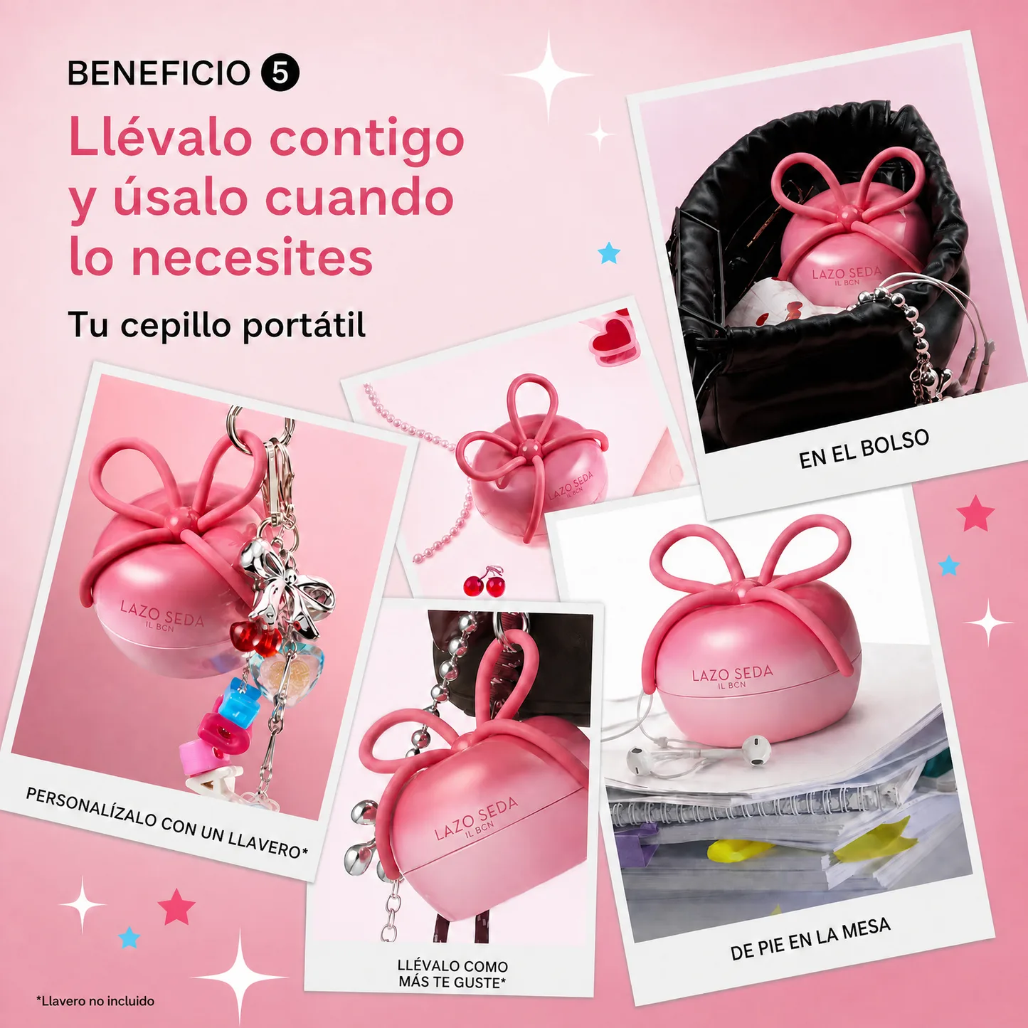 Lazo Seda — Cepillo Desenredante Portátil con Tapa Protectora