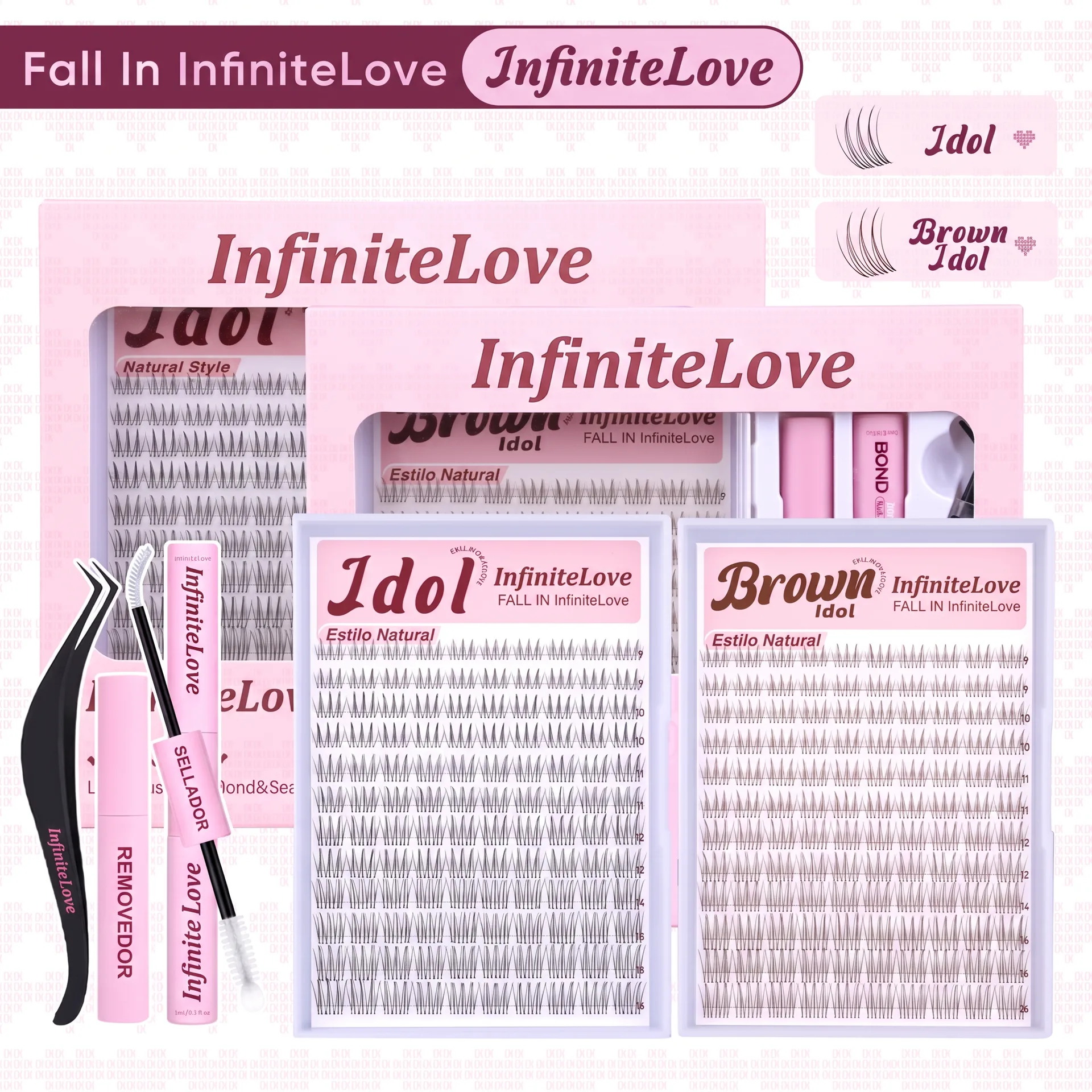 Kit Completo InfiniteLove - Pestañas Pinzas Adhesivo Sellador Removedor