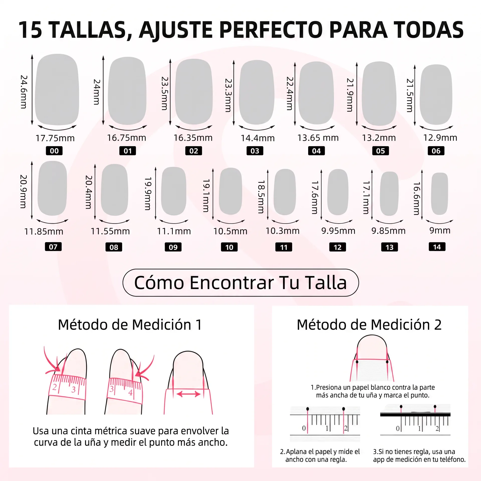 15 Tallas Ajuste Perfecto - Guía de Medición