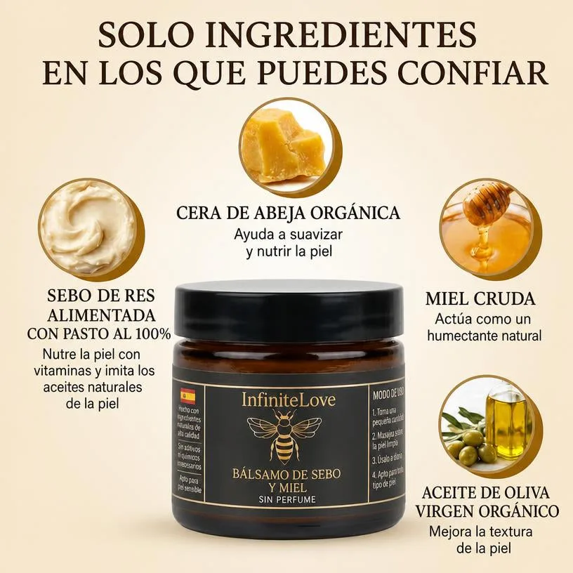 Bálsamo Hidratante Sebo y Miel Cítricos 100% Natural Antiedad 120ml